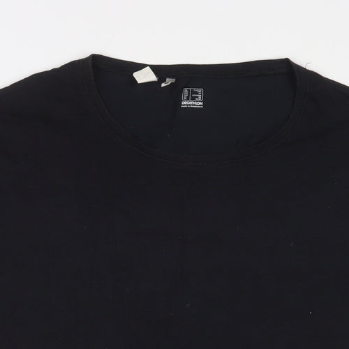 DECATHLON Womens Black Polyester Basic T-Shirt Size 2XL V-Neck