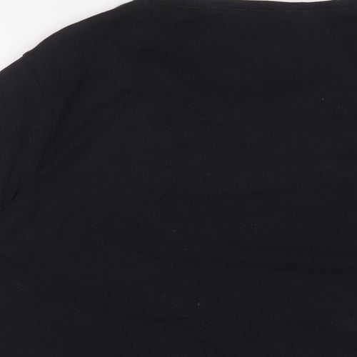 DECATHLON Womens Black Polyester Basic T-Shirt Size 2XL V-Neck