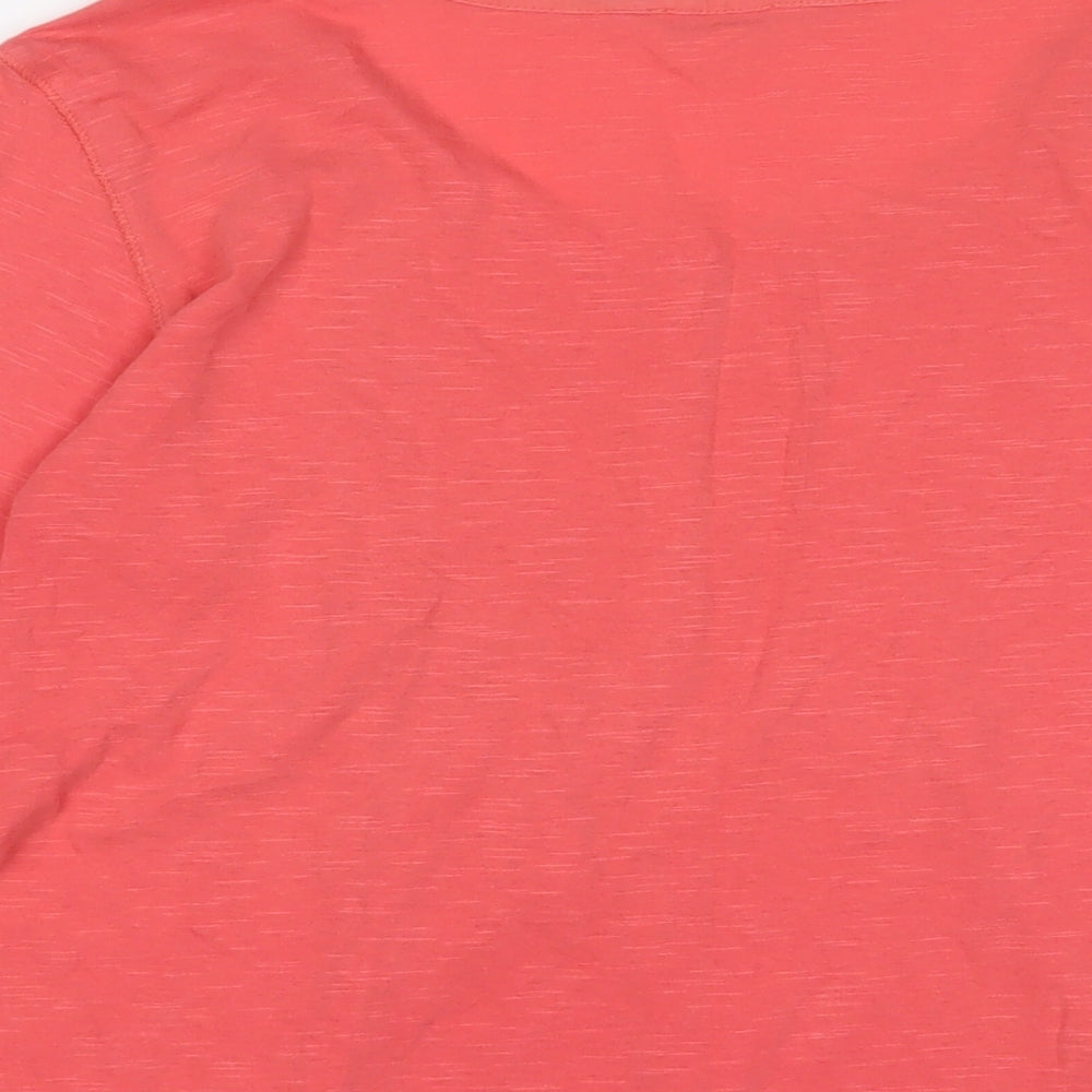 Pomodoro Womens Pink Cotton Basic T-Shirt Size 10 Scoop Neck - Pleated, Buttons