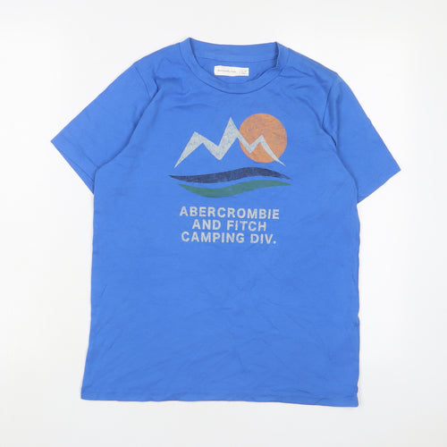 abercrombie kids Boys Blue Cotton Basic T-Shirt Size 13-14 Years Crew Neck Pullover