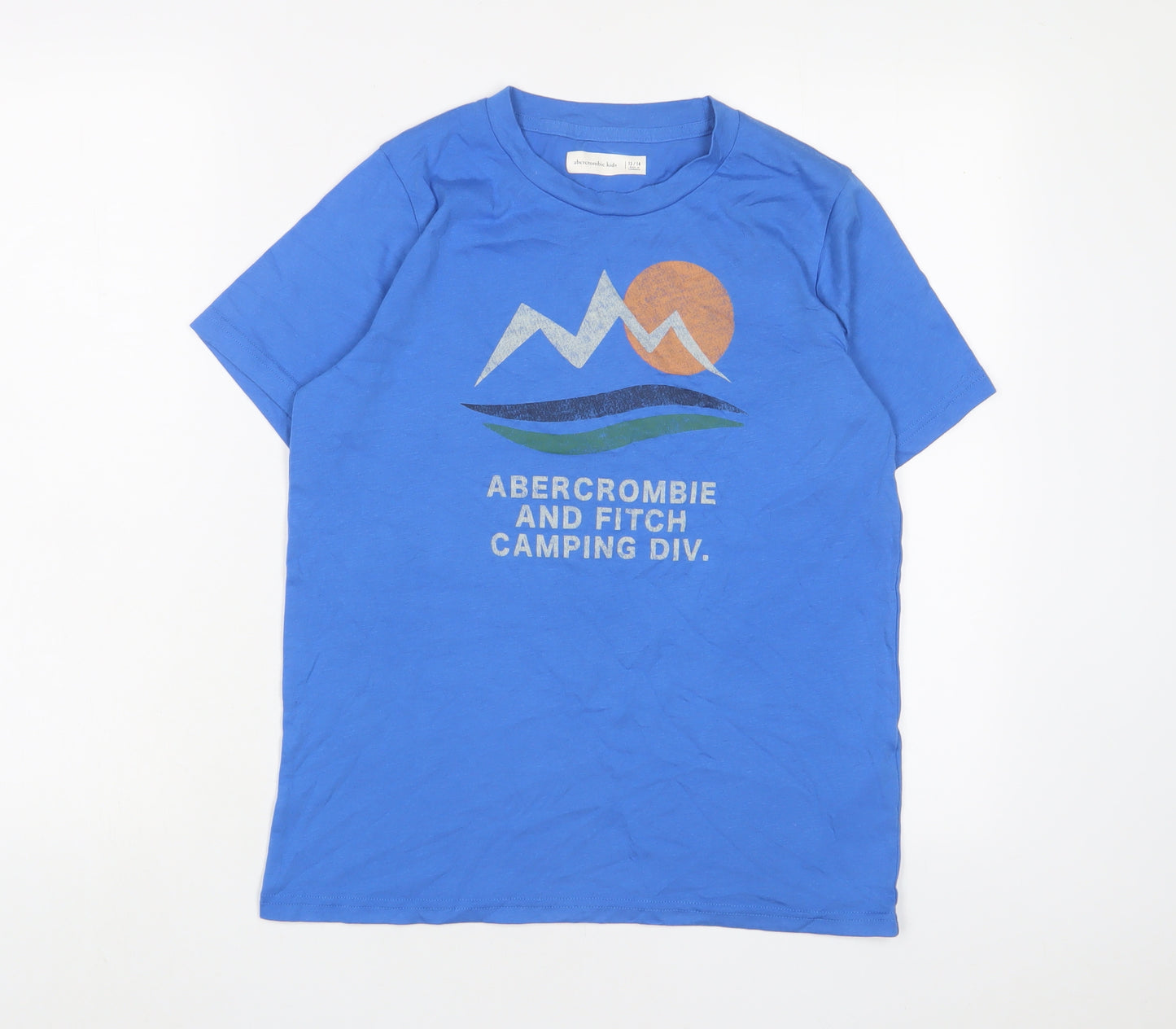 abercrombie kids Boys Blue Cotton Basic T-Shirt Size 13-14 Years Crew Neck Pullover