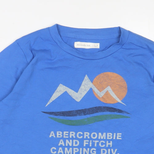 abercrombie kids Boys Blue Cotton Basic T-Shirt Size 13-14 Years Crew Neck Pullover