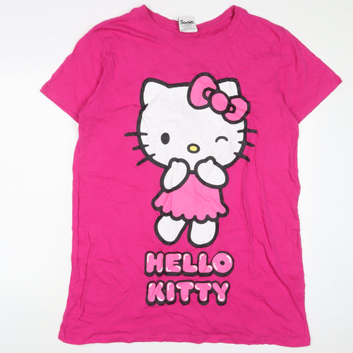 Hello Kitty Womens Pink Solid Cotton Top Dress Size S