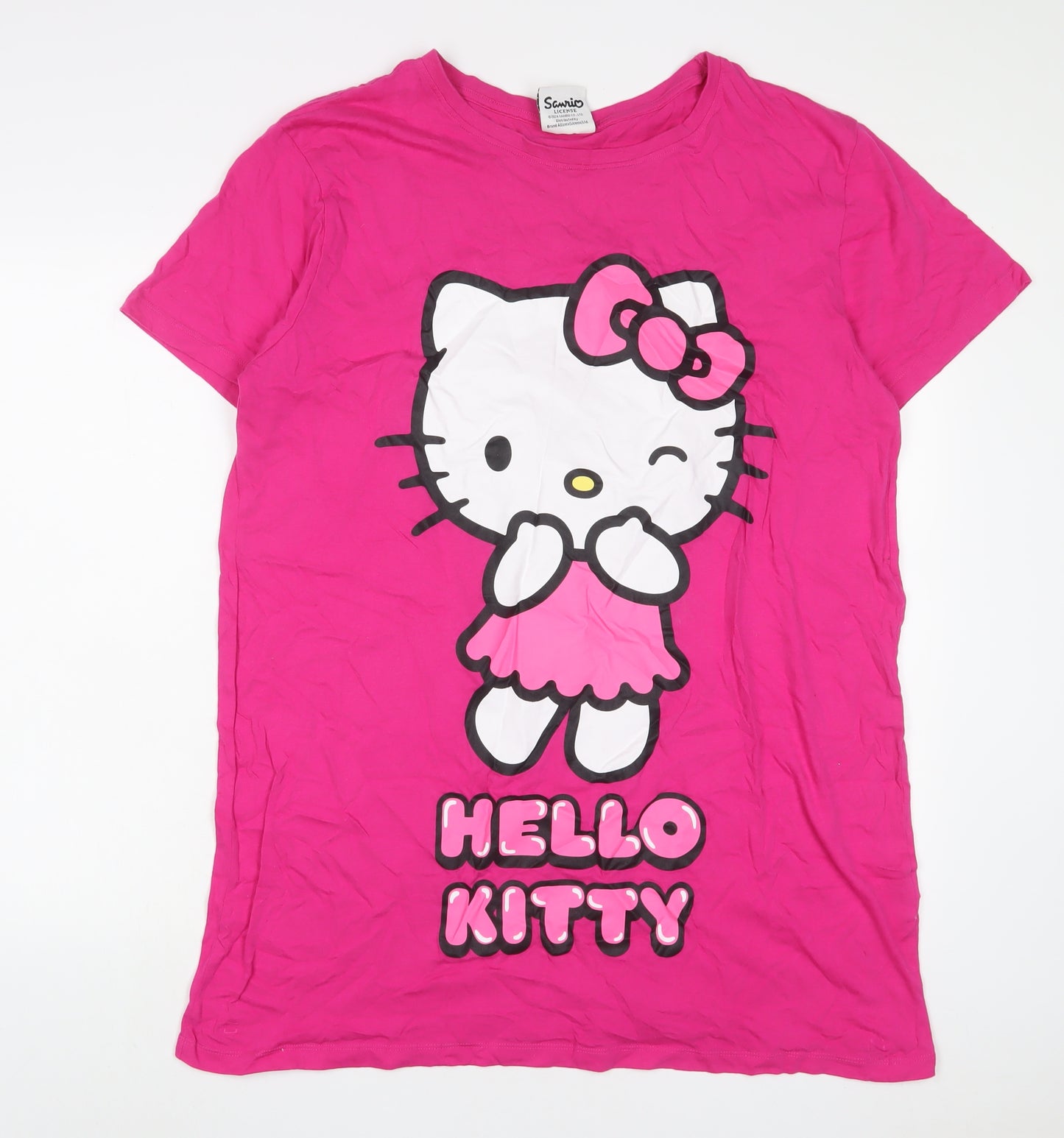 Hello Kitty Womens Pink Solid Cotton Top Dress Size S