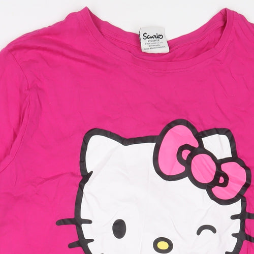 Hello Kitty Womens Pink Solid Cotton Top Dress Size S