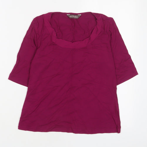 Marks and Spencer Womens Purple Viscose Basic T-Shirt Size 6 Scoop Neck