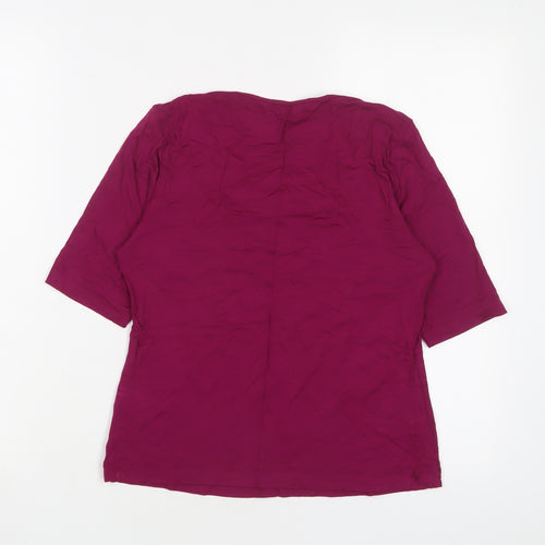 Marks and Spencer Womens Purple Viscose Basic T-Shirt Size 6 Scoop Neck