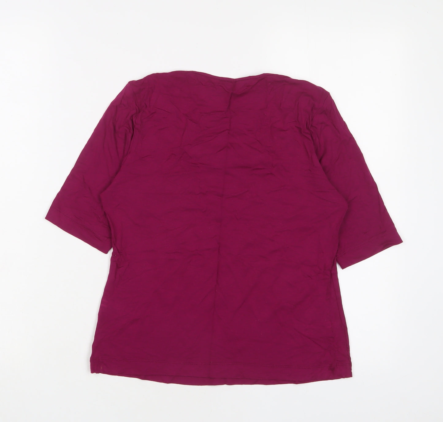 Marks and Spencer Womens Purple Viscose Basic T-Shirt Size 6 Scoop Neck