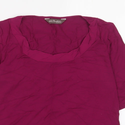 Marks and Spencer Womens Purple Viscose Basic T-Shirt Size 6 Scoop Neck