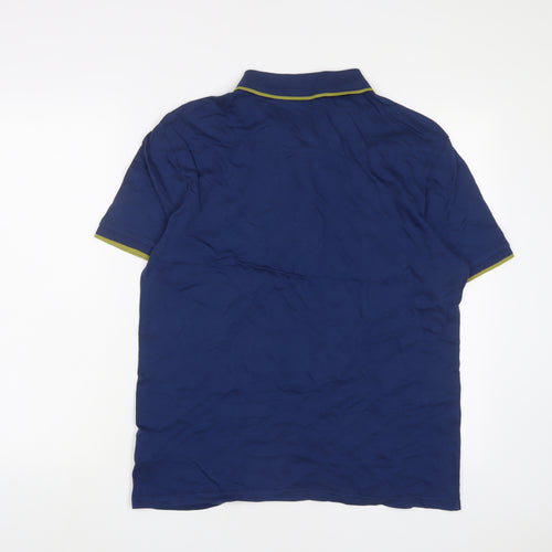 Limited Edition Mens Blue Striped Cotton Polo Size M Collared Button