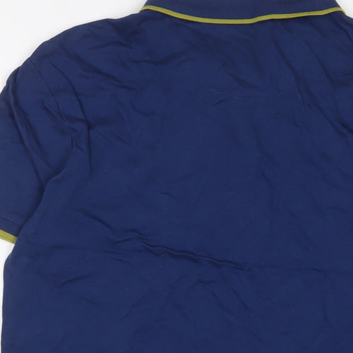 Limited Edition Mens Blue Striped Cotton Polo Size M Collared Button