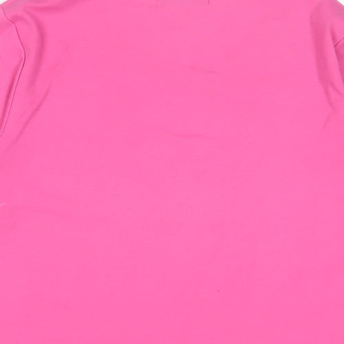 Poppy Womens Pink Cotton Basic T-Shirt Size 12 V-Neck - Embroidered