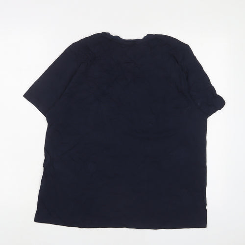 Marks and Spencer Womens Blue Cotton Basic T-Shirt Size 16 Crew Neck