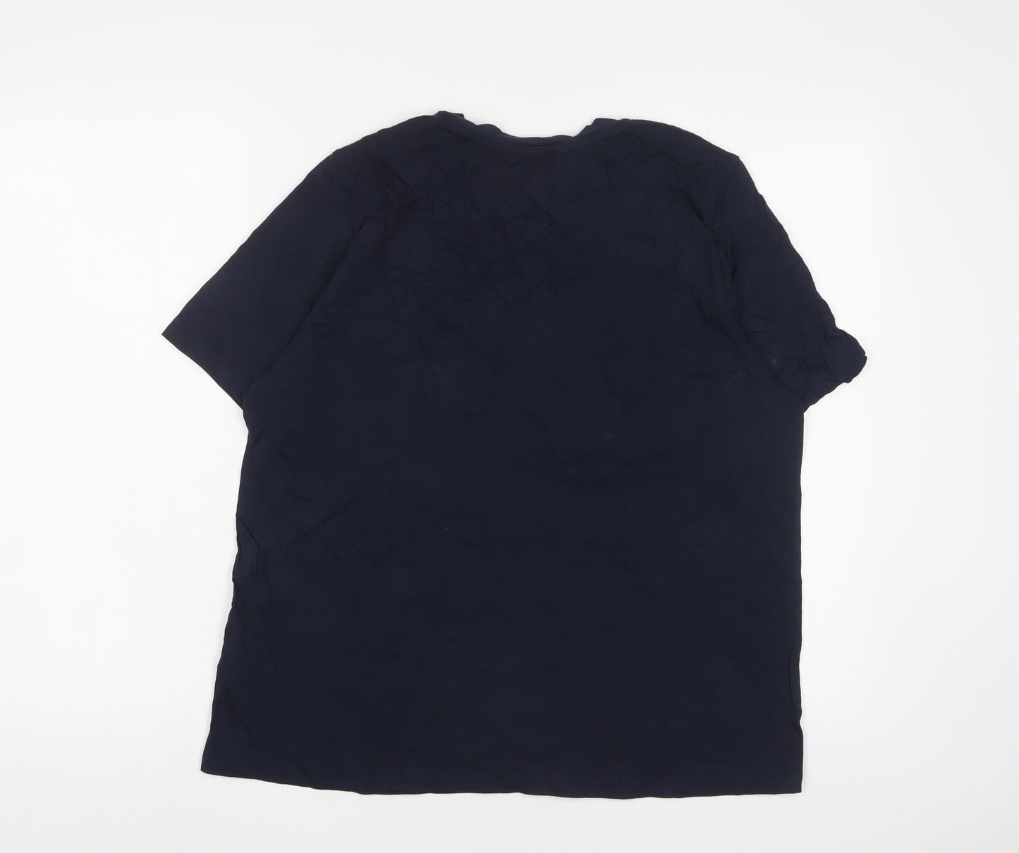 Marks and Spencer Womens Blue Cotton Basic T-Shirt Size 16 Crew Neck
