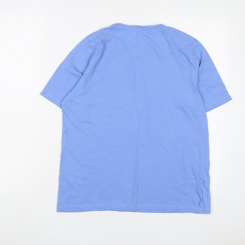 Anne De Lancay Womens Blue Cotton Basic T-Shirt Size 14 Crew Neck - 14/16