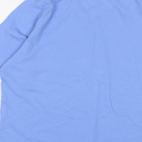 Anne De Lancay Womens Blue Cotton Basic T-Shirt Size 14 Crew Neck - 14/16