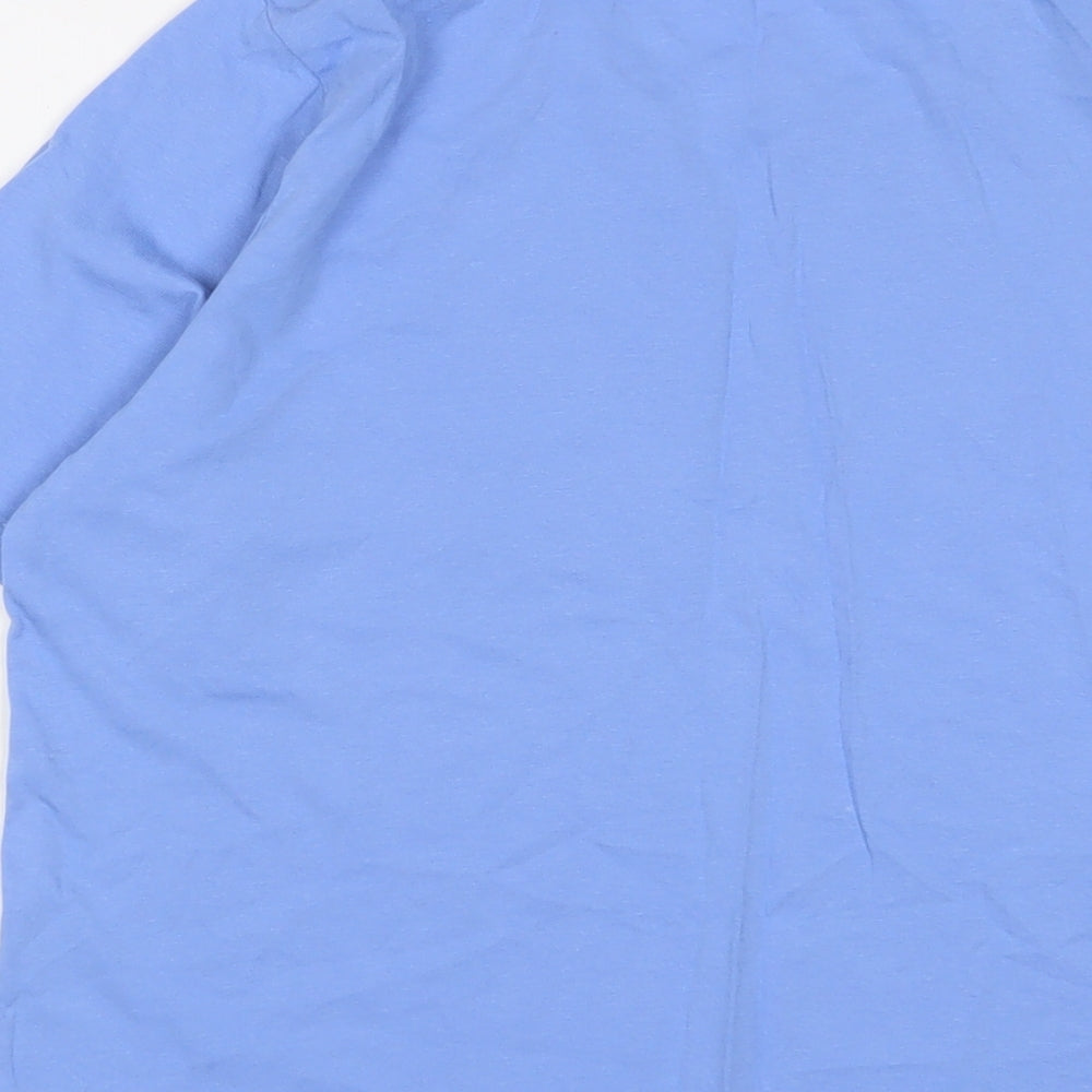 Anne De Lancay Womens Blue Cotton Basic T-Shirt Size 14 Crew Neck - 14/16