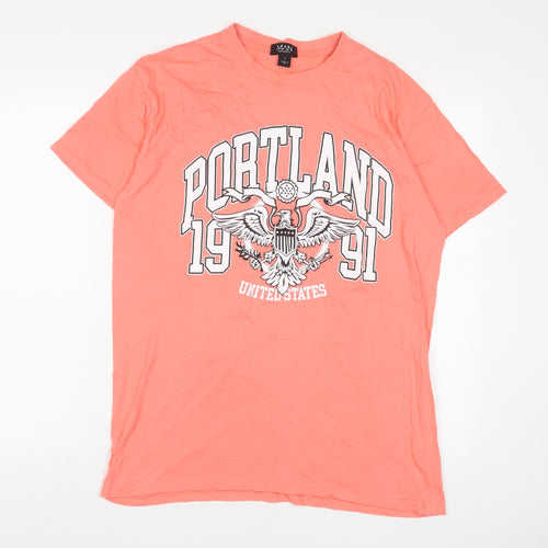 Boohoo Mens Pink Polyester T-Shirt Size S Crew Neck