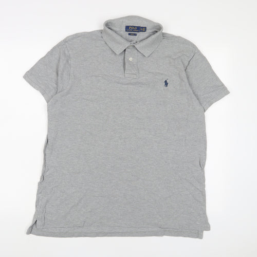 Ralph Lauren Mens Grey Cotton Polo Size XL Collared Button