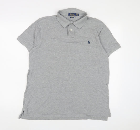 Ralph Lauren Mens Grey Cotton Polo Size XL Collared Button