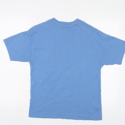 Zara Boys Blue Cotton Basic T-Shirt Size 13-14 Years Crew Neck Pullover