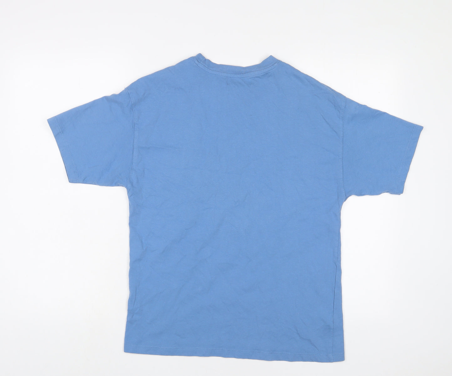 Zara Boys Blue Cotton Basic T-Shirt Size 13-14 Years Crew Neck Pullover