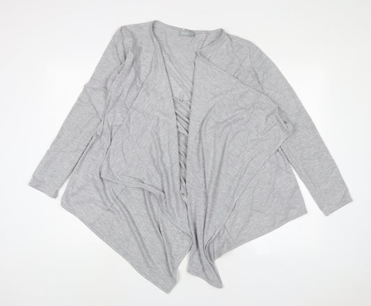 Per Una Womens Grey V-Neck Polyester Cardigan Jumper Size 16 - Open