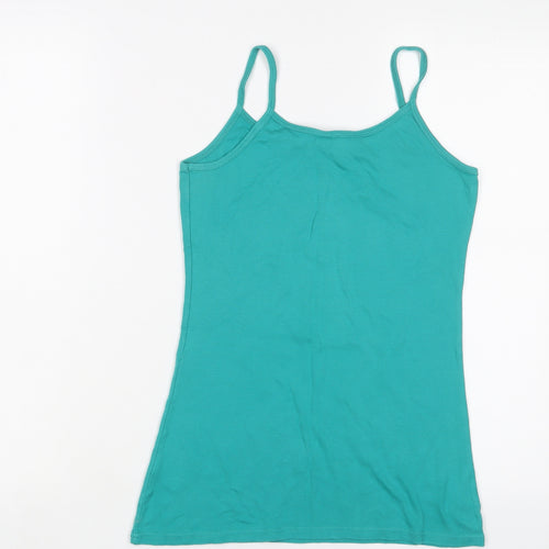 Dorothy Perkins Womens Green Cotton Camisole Tank Size 12 Scoop Neck