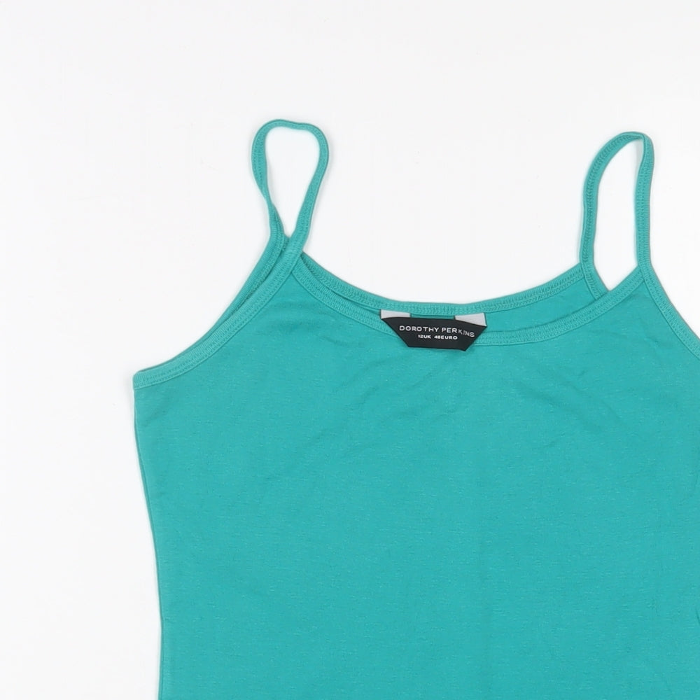 Dorothy Perkins Womens Green Cotton Camisole Tank Size 12 Scoop Neck