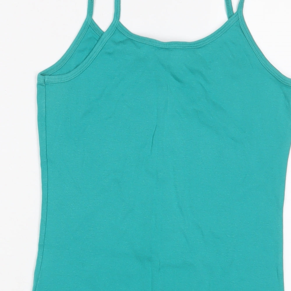 Dorothy Perkins Womens Green Cotton Camisole Tank Size 12 Scoop Neck