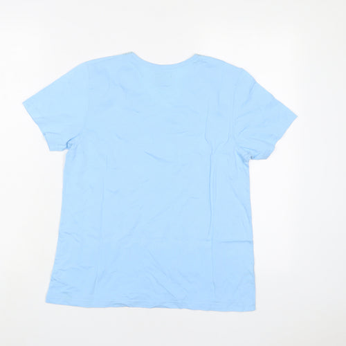 Maison Labiche Womens Blue Cotton Basic T-Shirt Size 12 V-Neck - Lace