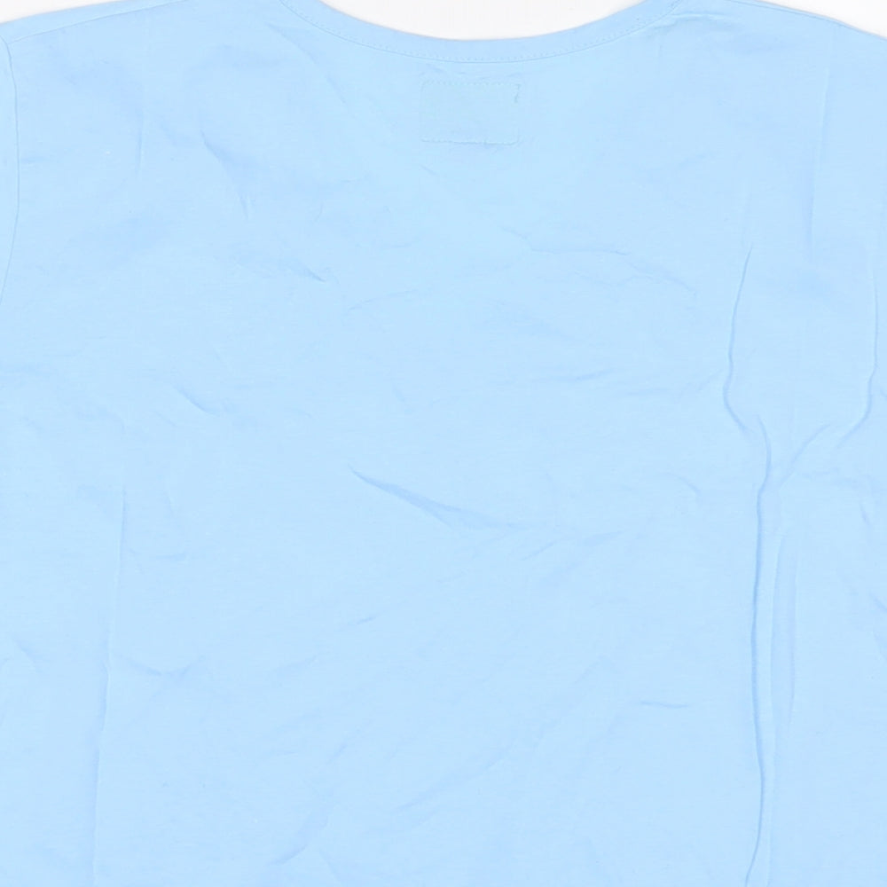 Maison Labiche Womens Blue Cotton Basic T-Shirt Size 12 V-Neck - Lace