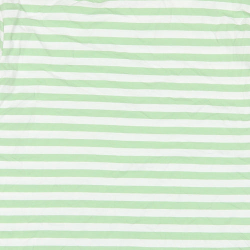 Pieces Womens Green Striped Cotton Basic T-Shirt Size M Crew Neck