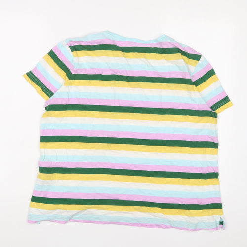 Marks and Spencer Womens Multicoloured Striped Cotton Basic T-Shirt Size 14 Crew Neck