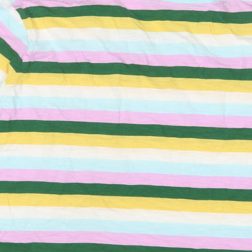 Marks and Spencer Womens Multicoloured Striped Cotton Basic T-Shirt Size 14 Crew Neck