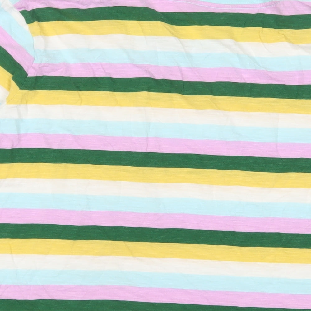 Marks and Spencer Womens Multicoloured Striped Cotton Basic T-Shirt Size 14 Crew Neck