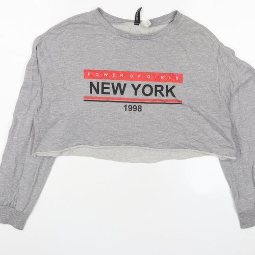 H&M Womens Grey Cotton Pullover Sweatshirt Size M Pullover - New York