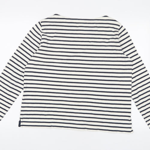Uniqlo Womens White Striped Cotton Basic T-Shirt Size XL Boat Neck