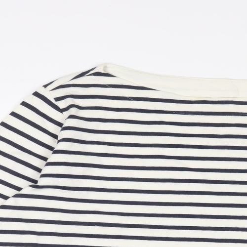 Uniqlo Womens White Striped Cotton Basic T-Shirt Size XL Boat Neck