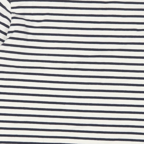 Uniqlo Womens White Striped Cotton Basic T-Shirt Size XL Boat Neck