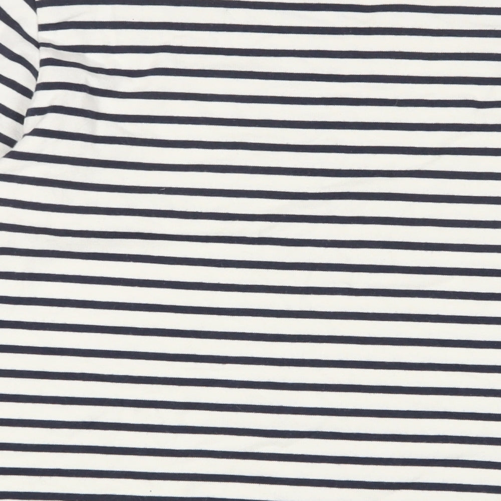 Uniqlo Womens White Striped Cotton Basic T-Shirt Size XL Boat Neck