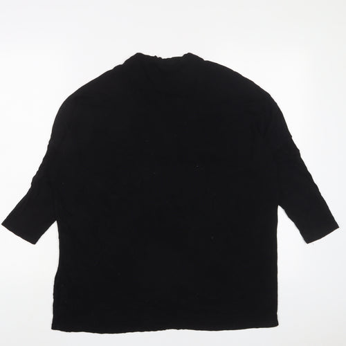 New Look Womens Black Viscose Basic T-Shirt Size 14 V-Neck - Keyhole neck