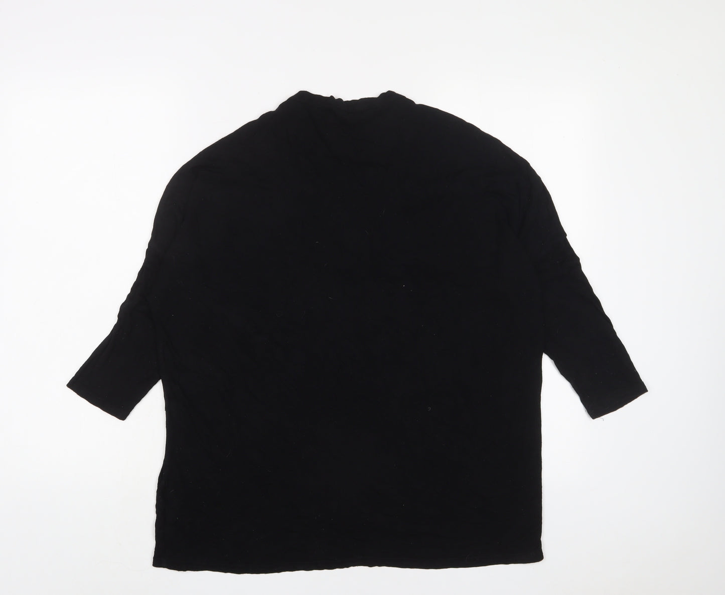 New Look Womens Black Viscose Basic T-Shirt Size 14 V-Neck - Keyhole neck