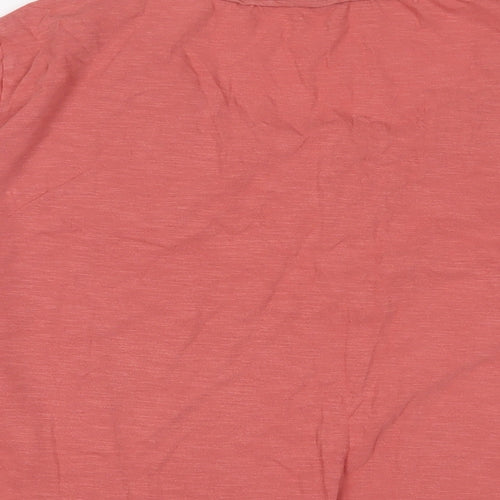 Bonmarché Womens Pink Cotton Basic T-Shirt Size 24 V-Neck - Embroidered