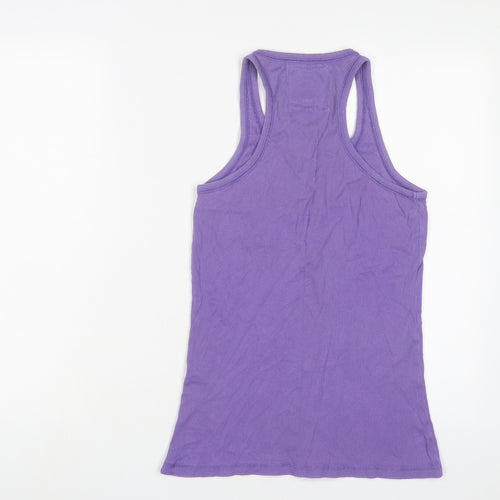 New Look Womens Purple Cotton Basic Tank Size 12 V-Neck - Buttons