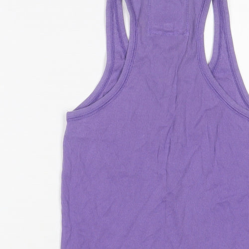 New Look Womens Purple Cotton Basic Tank Size 12 V-Neck - Buttons