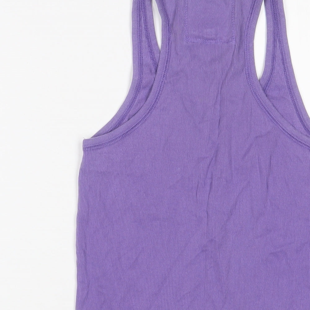 New Look Womens Purple Cotton Basic Tank Size 12 V-Neck - Buttons