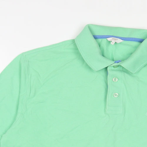 Cotton Traders Mens Green Cotton Polo Size M Collared Button - Logo, Embroidered