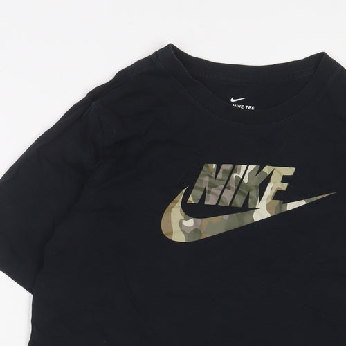 Nike Boys Black Cotton Basic T-Shirt Size 13-14 Years Crew Neck Pullover