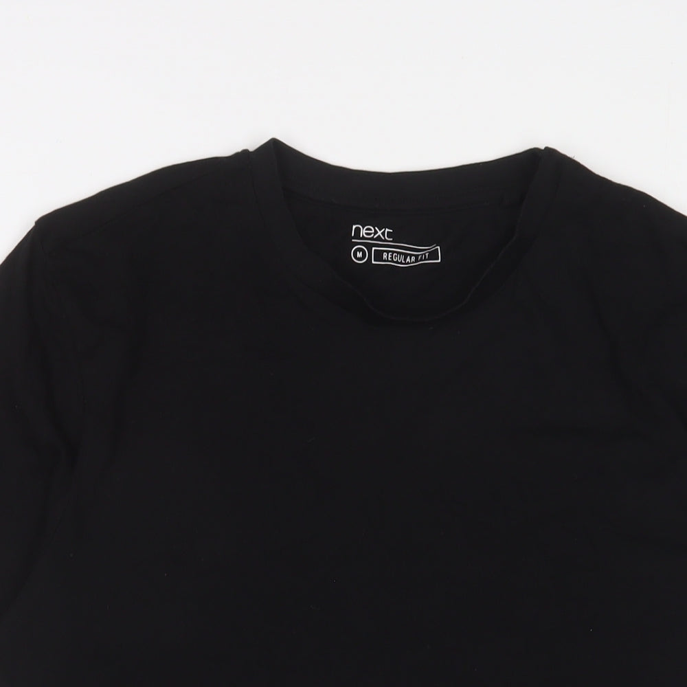 NEXT Mens Black Cotton T-Shirt Size M Crew Neck
